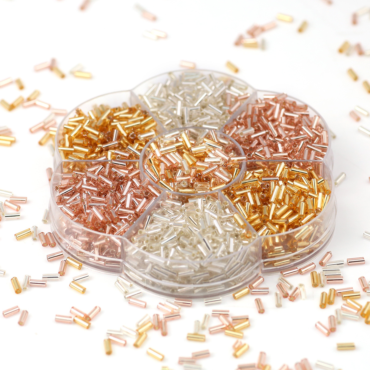 5mm Rose Golden Cylindrical Glass Beads for Jewelry Making